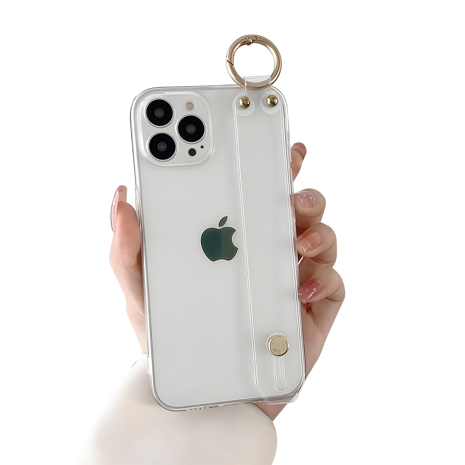 siduater Strap Holder Case for 6.9“ iPhone 16 Pro Max with Kickstand, Wrist Strap Band Soft Clear Shockproof Protective Cover, Adjustable Handle Grip