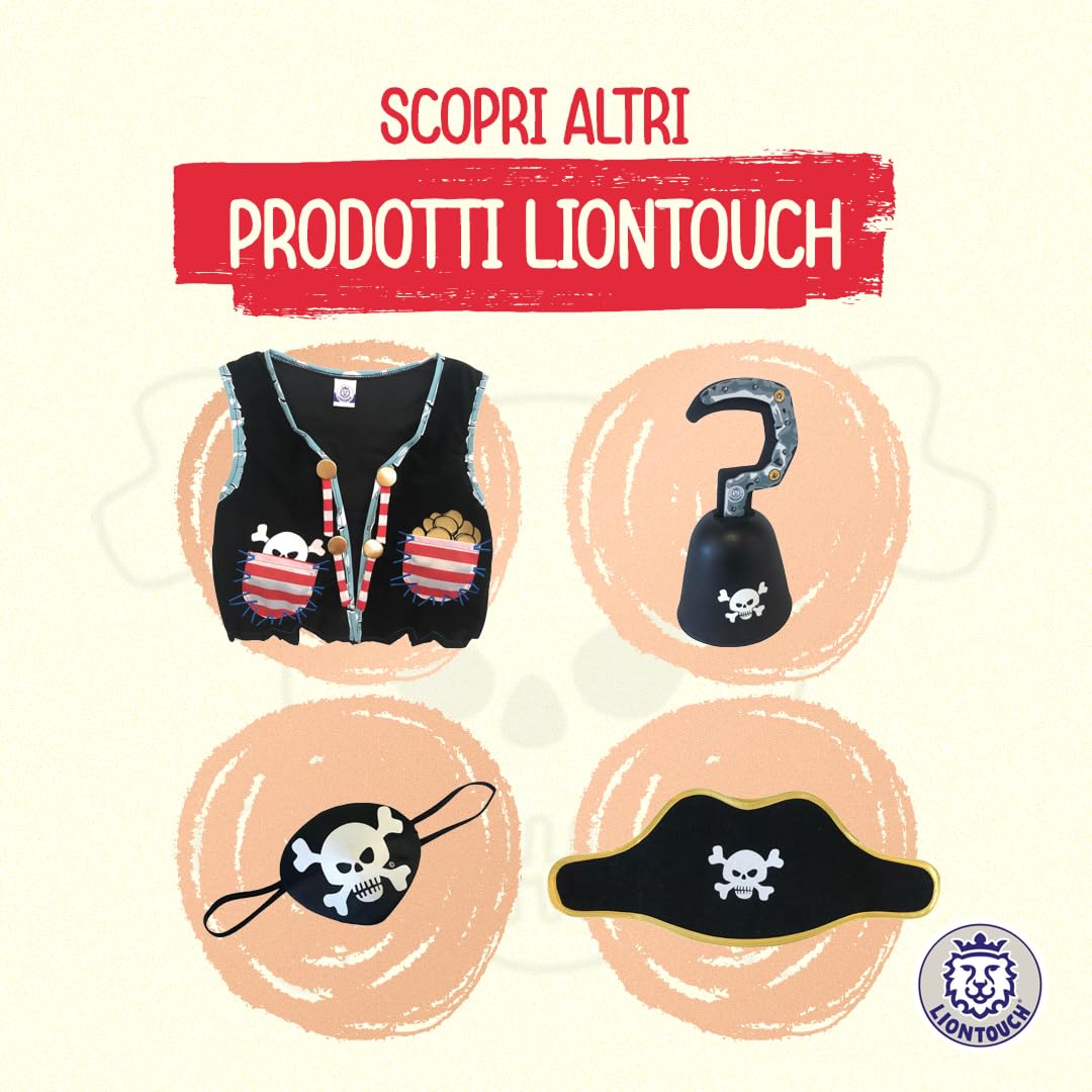 Liontouch - Scudo da Pirata - Capitan Striscia Rossa - età 3-8 Anni | Giocattolo in Gommapiuma Tema Teschio per Giochi di Ruolo per Bambini | Ideale per Costumi per Navigare nei Caraibi