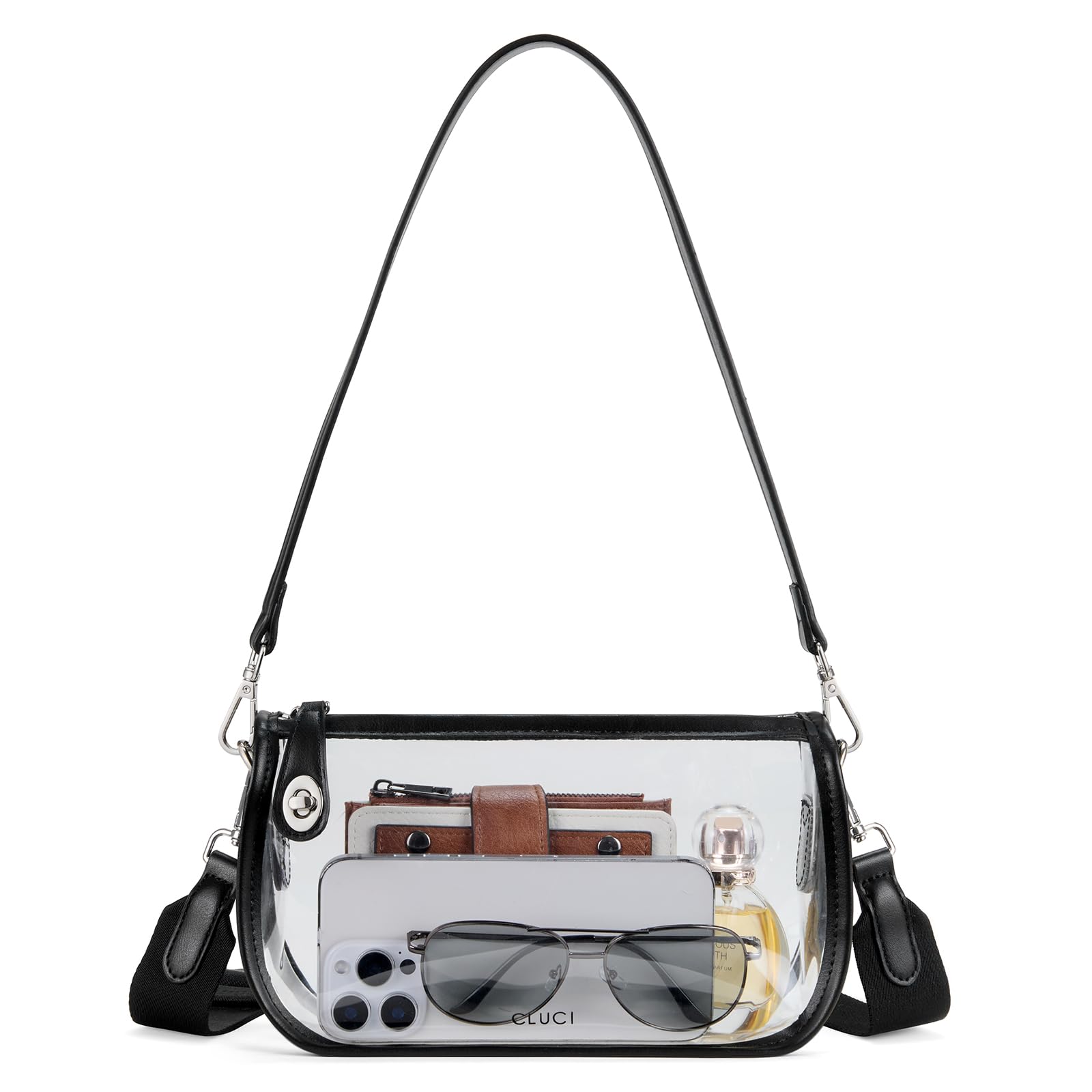CLUCI Clear Bags for Women Small Clear Purse Clear Crossbody Bag Clear Shoulder Bag for Concerts Sports Events
