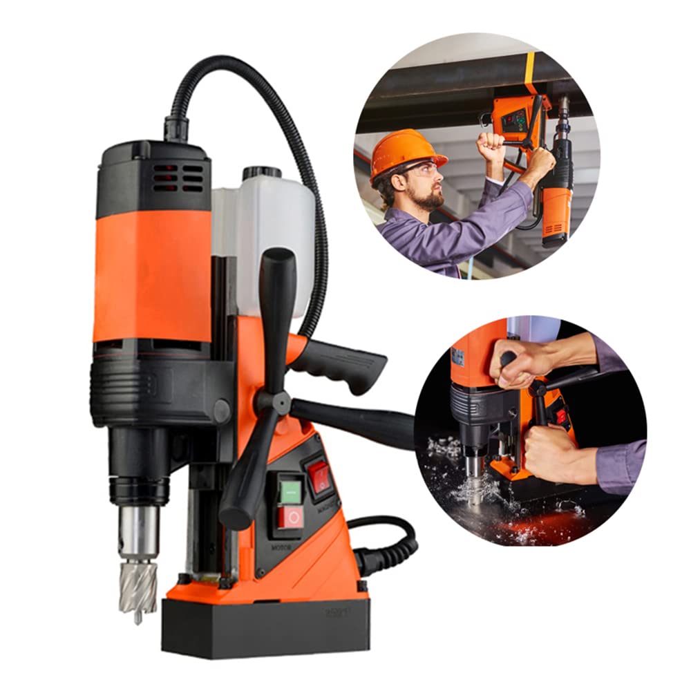 LYXC 1100W Magnetic Drill Press Max. 1-3/8 inch (35mm) Boring Diameter and 2 Inch(50mm) Cutting Depth 10000N Magnet Force Mag Drill Machine 450 RPM