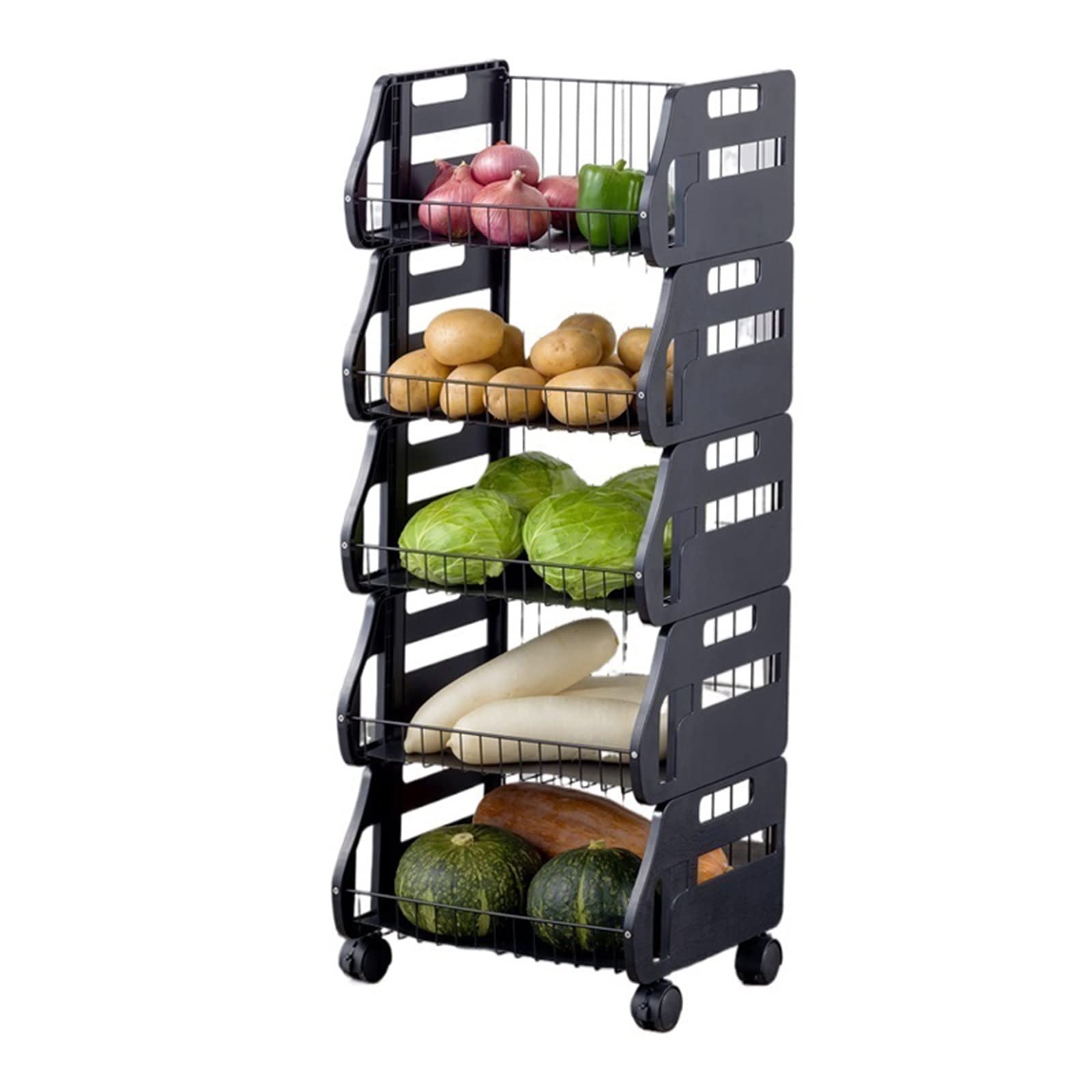 Chariot de cuisine JATIBOSH pour organiser vos légumes frais du marché à la maison