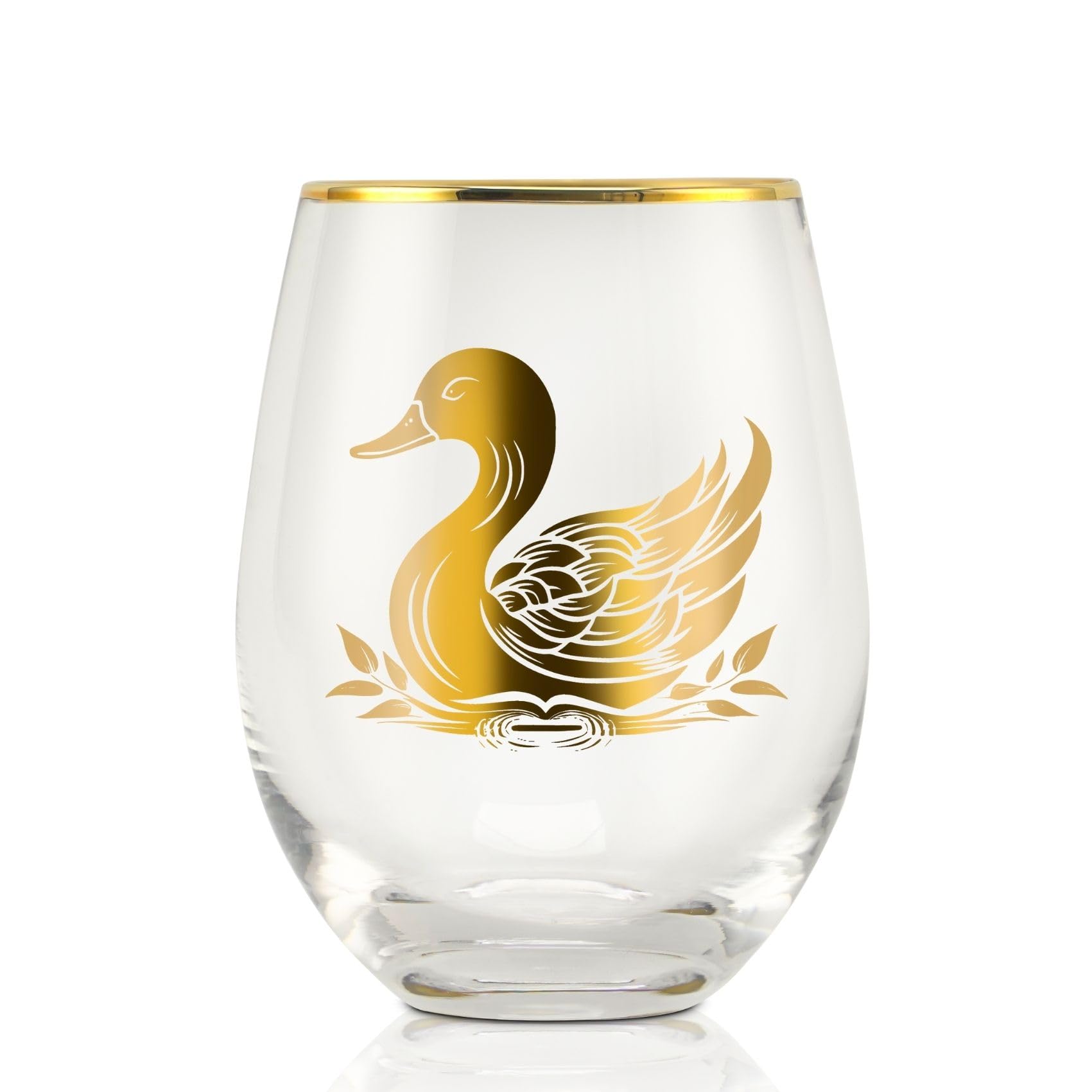 Verre à vin sans pied de 500 ml avec motif de canard pour femme