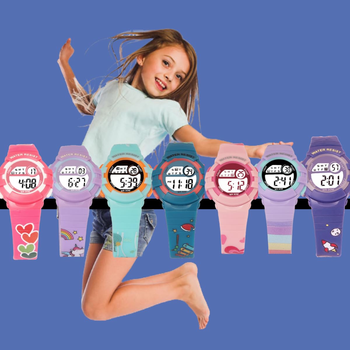 TYMU Printed Strap Alarm, NightLight, Waterproof 5-14 Years Digital Kids Watch - for Boys & Girls. (Printed Heart) 3