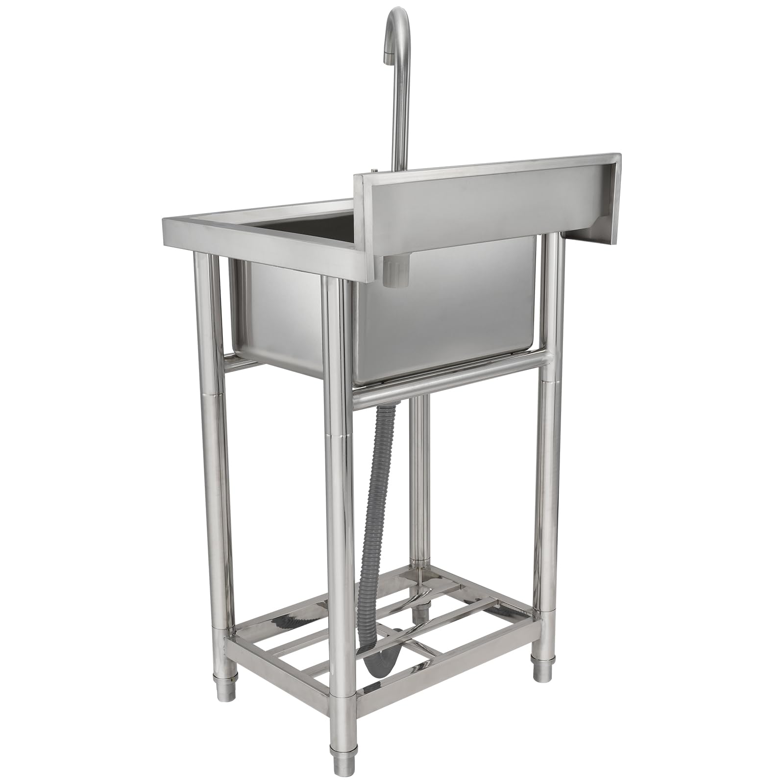 VEVOR Fregadero Utilitario de Acero Inoxidable, Fregadero Pequeño Independiente de 1 Compartimento que Incluye Grifo y Patas, Fregaderos Comerciales de un solo Tazón de 410 x 330 x 220 mm