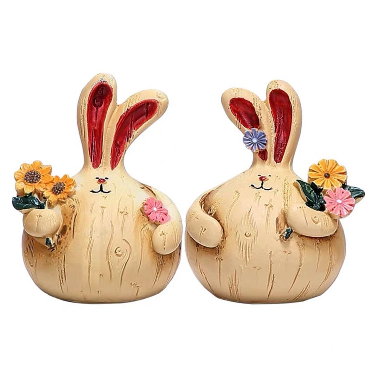 Huolimxun Pair Of Vintage Resin Fat Rabbit Statues - Creative Desktop Decorations For The Living Room