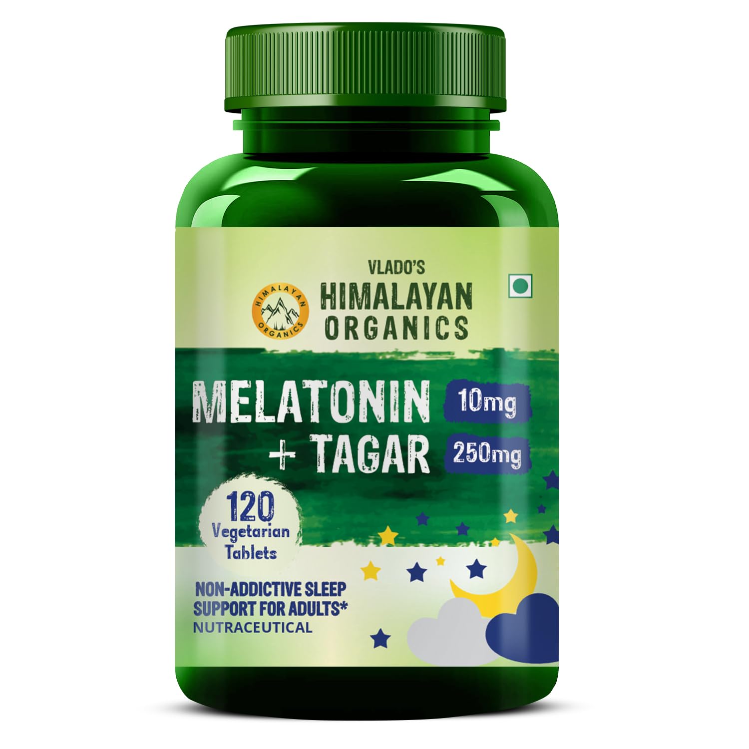 Vlados Himalayan Organics Melatonin 10Mg + Tagar 250Mg Supplement With Vitamin B6 And Calcium | Non-Habit Forming, Restful Sleep, Improved Focus, Relaxed Mind | Good For Eye Health (120 Tablets) (B08BSP4V1G) Amazon Price History, Amazon Price Tracker