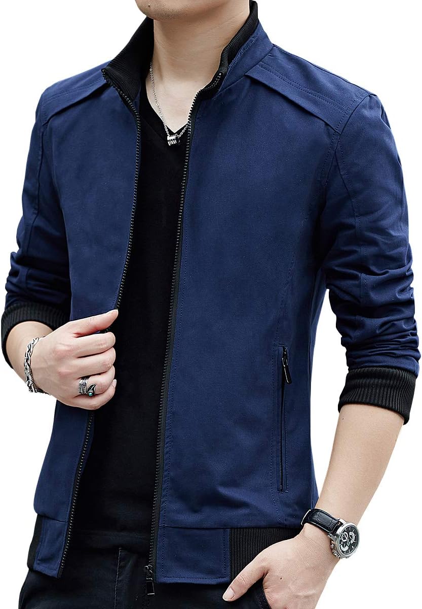 Mens Casual Windbreaker Outerwear Cotton Lightweight Jackets