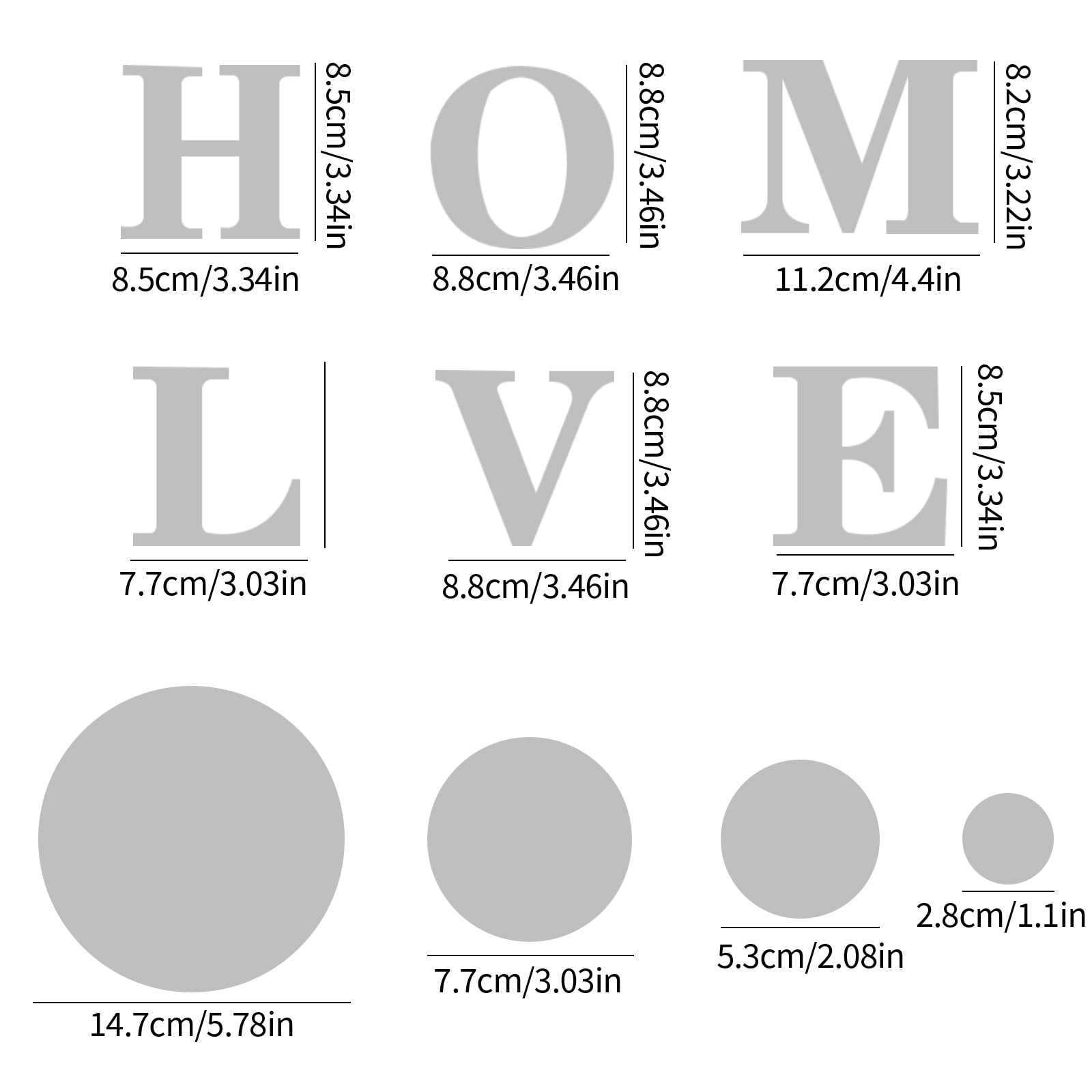 26 Pieces 3D Acrylic Mirror Wall Stickers Home Love Letters Round Mirrors Suitable for Living Room Bedroom Dining Room Background Walls Modern Style Wall Stickers Home Decoration - Image 2