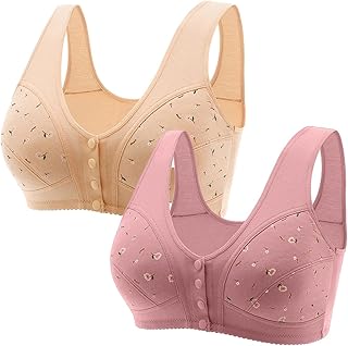 Sujetadores de cierre frontal para mujer, sujetadores cómodos para mujeres mayores, sostén de algodón de color sólido, sin alambre, brasier diario con pechos caídos, ropa interior push up con tirantes