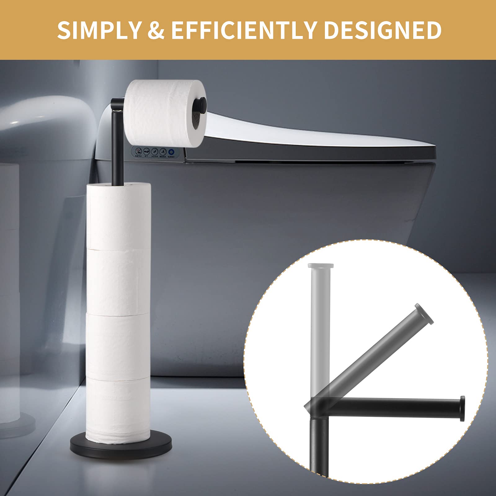LAYUKI Free Standing Toilet Paper Holder Stand - Image 2
