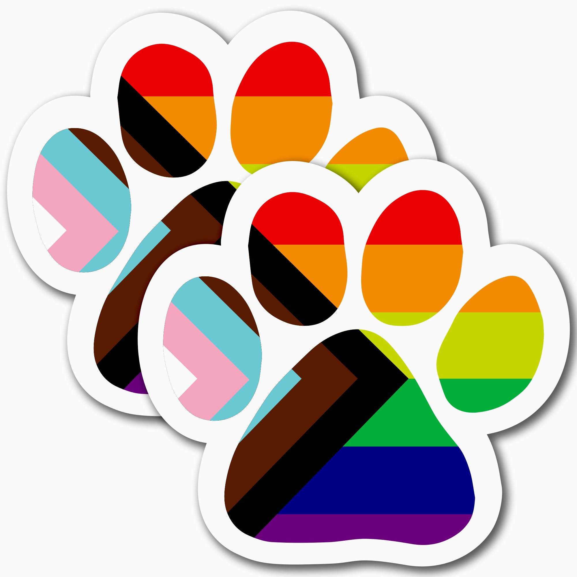 LGBTQ Progress Pride Pawprint Car Magnet, 5 Inch, 2 Pack, Dog Lover Gift