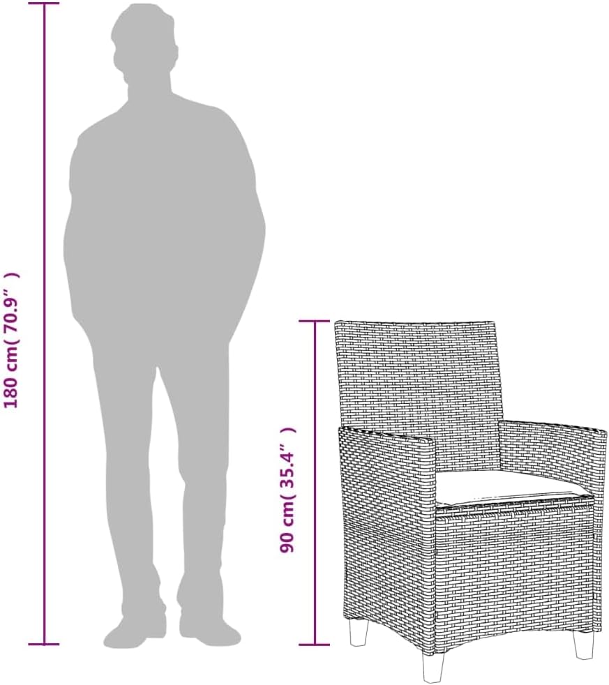 vidaXL Patio Chairs with Cushions 2 Pcs, Outdoor Dining Chair, Patio Furniture for Garden Balcony, Outdoor Seating, Beige Poly Rattan&Solid Wood