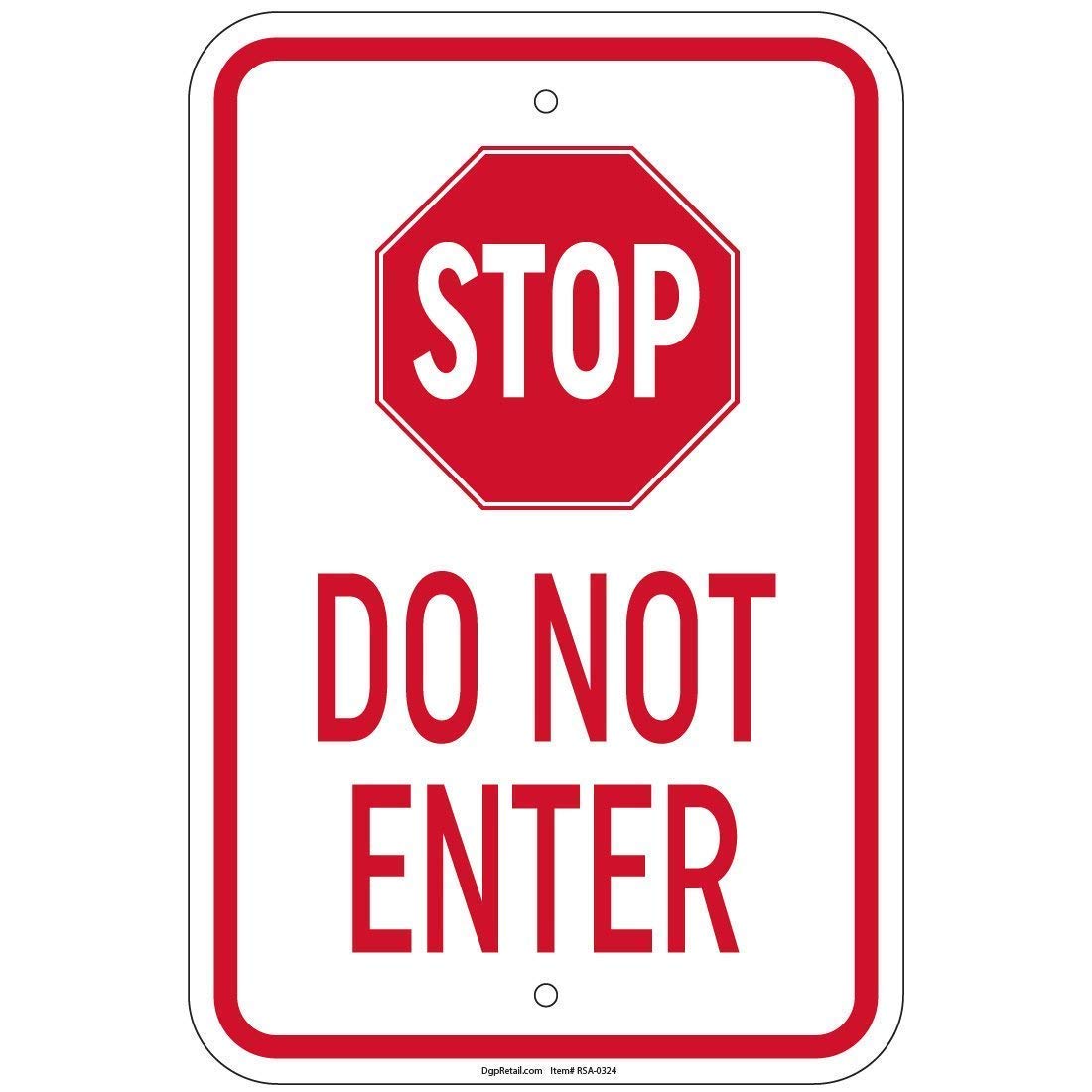 Metal Sign Stop Do Not Enter Sign for Outdoor & Indoor, 12" x 8"