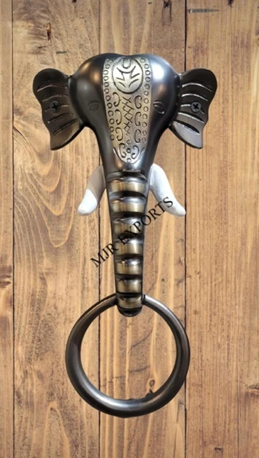 Elephant Style Front Door Knocker and Gate Knocker | Antique Finish Vintage Look Indian Elephant | Door Accessories | Home Decor and Easy to Install