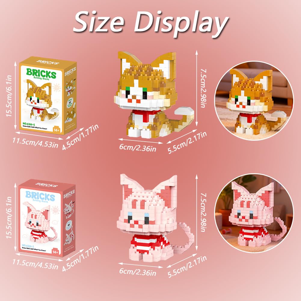 MGKEOUF Cute Animal Building Blocks, DIY Cat Building Blocks, Animal Building Blocks Set - Image 2