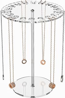 Ausalivan Acrylic Necklace Holder,Jewelry Rotating Organizer Stand For The Girl's Room,Small Necklace Display Hanger Rack,Necklace Storage Hanging,Jewelry Necklace Tree