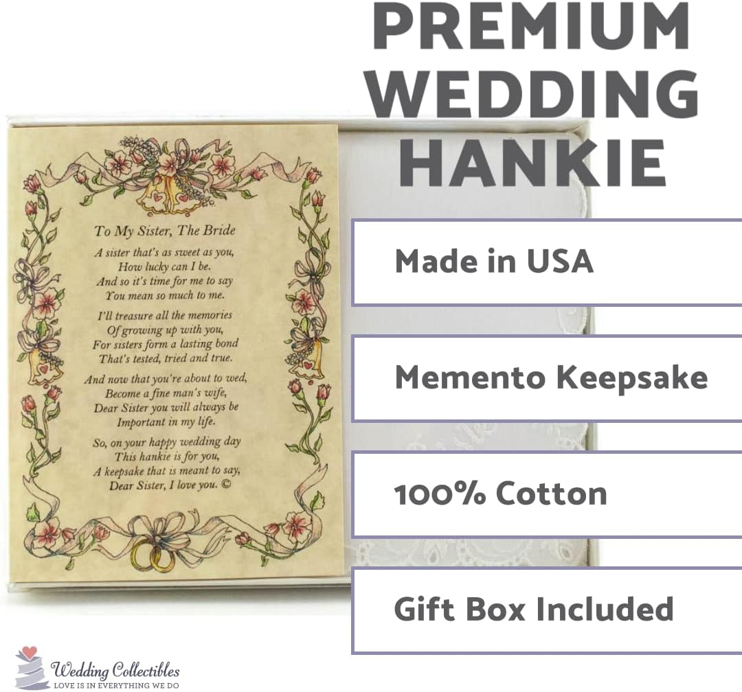 Wedding Handkerchief Poetry Hankie - Options for Entire Wedding Party & Family | Wedding Keepsake, Beautiful Poem | Long-Lasting Memento | Includes Gift Storage Box image 2