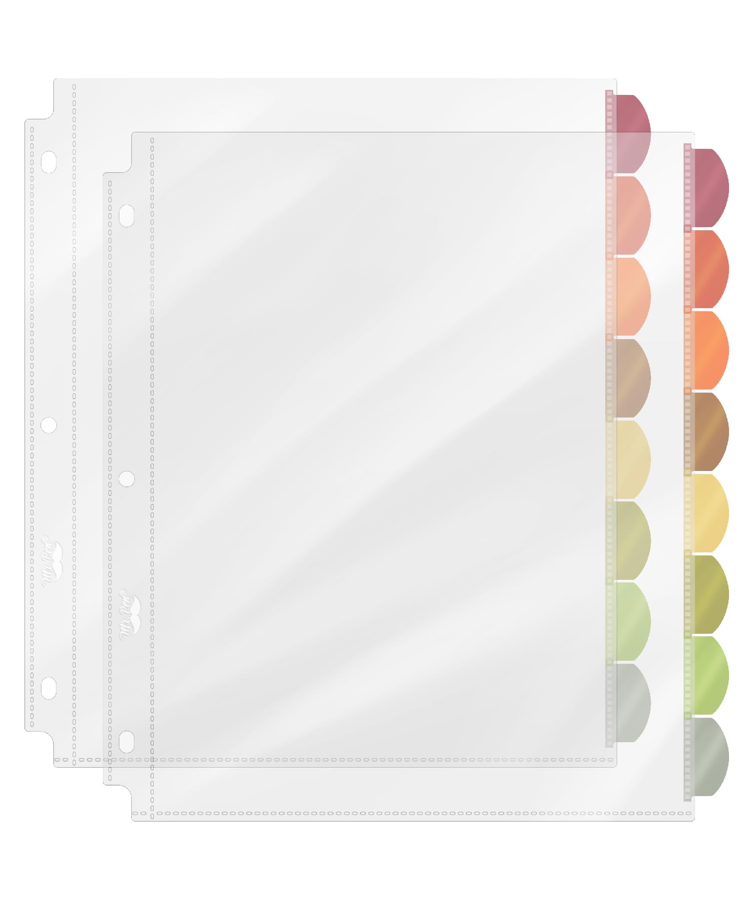 Mr. Pen- Clear Sheet Protectors with Tabs, 8 Tabs, 2 Sets, Clear Plastic Dividers for 3 Ring Binder, Insertable Index Page Divider Multicolor Tabs