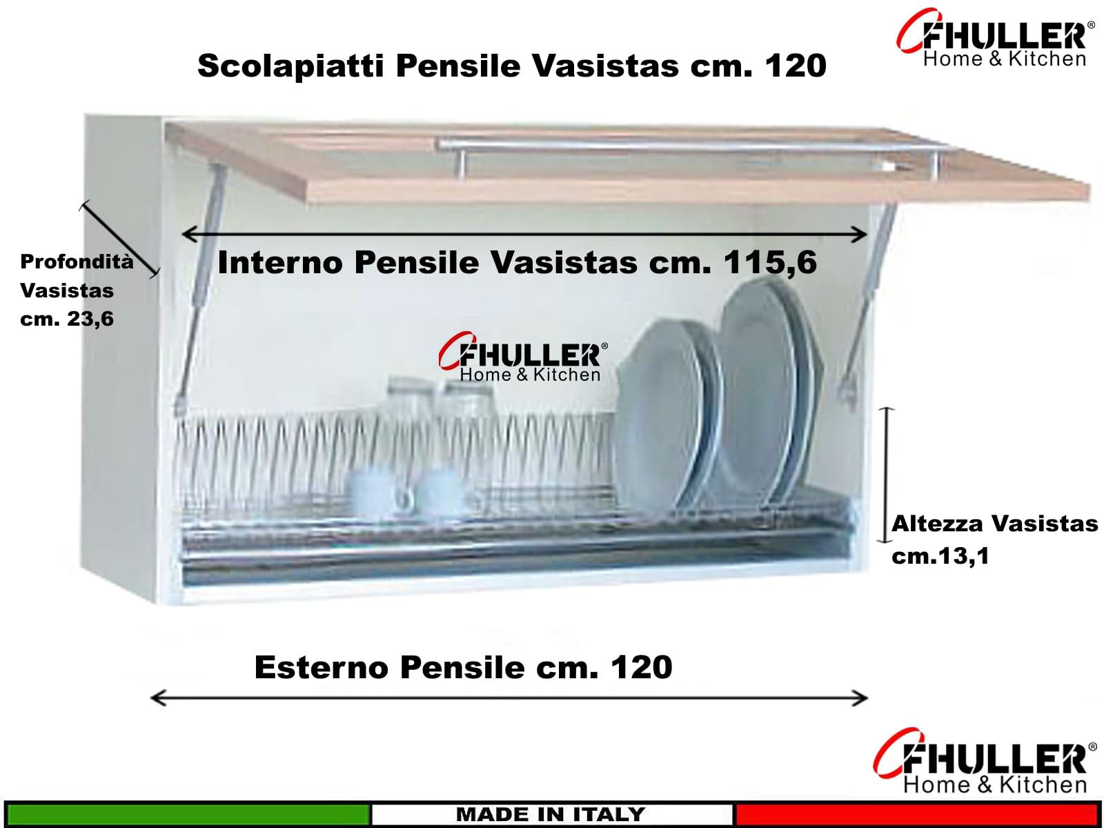 Scolapiatti Incasso VASISTAS Griglia Unica Piatti Bicchieri ACCIAIO INOX (NO Cromato o Verniciato Grigio) 702/120XP4 PENSILE 120 INTERNO 116,4 Misura Scolapiatti 115,6 +Vaschetta INOX +Telaio