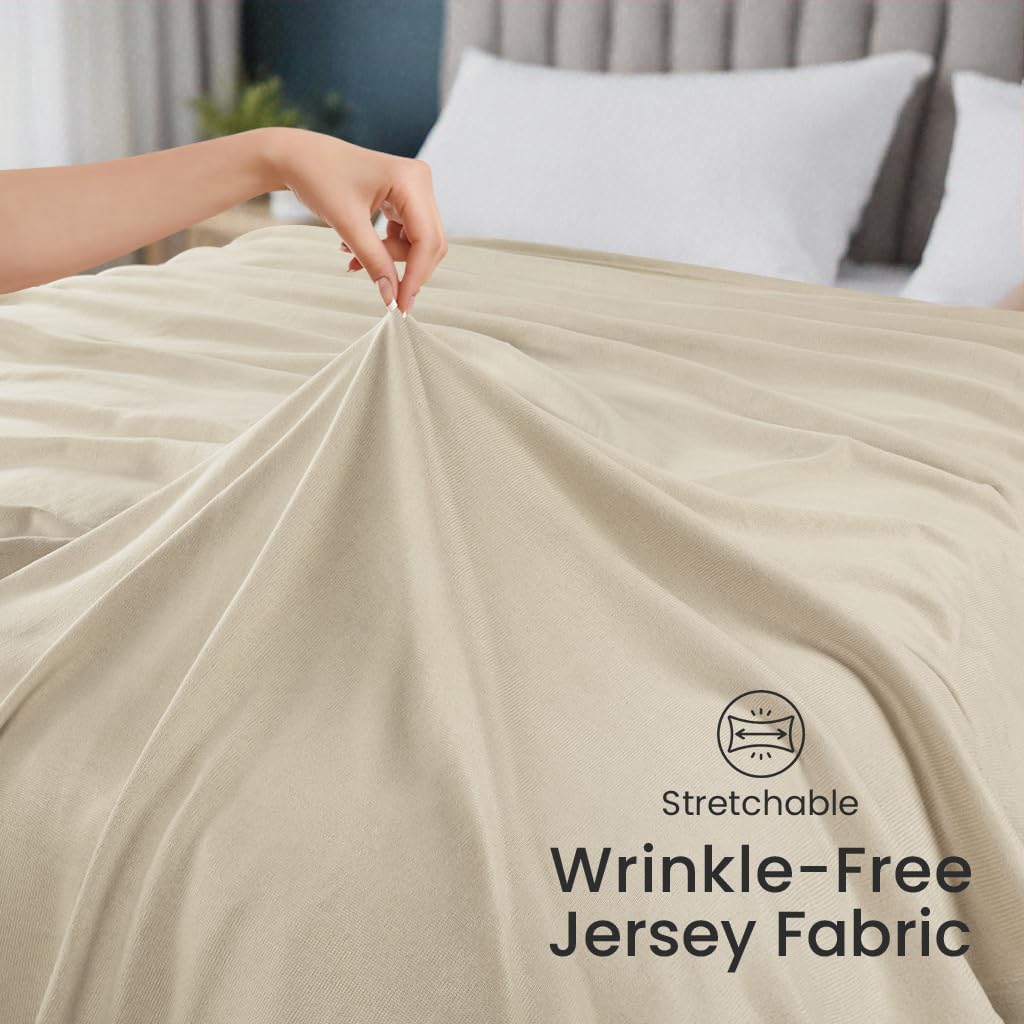 Utopia Bedding Knit Blanket Queen Size (90x90 Inches, Camel) Soft Lightweight Jersey Breathable Sweatshirt Blanket for Bed,Couch & Sofa