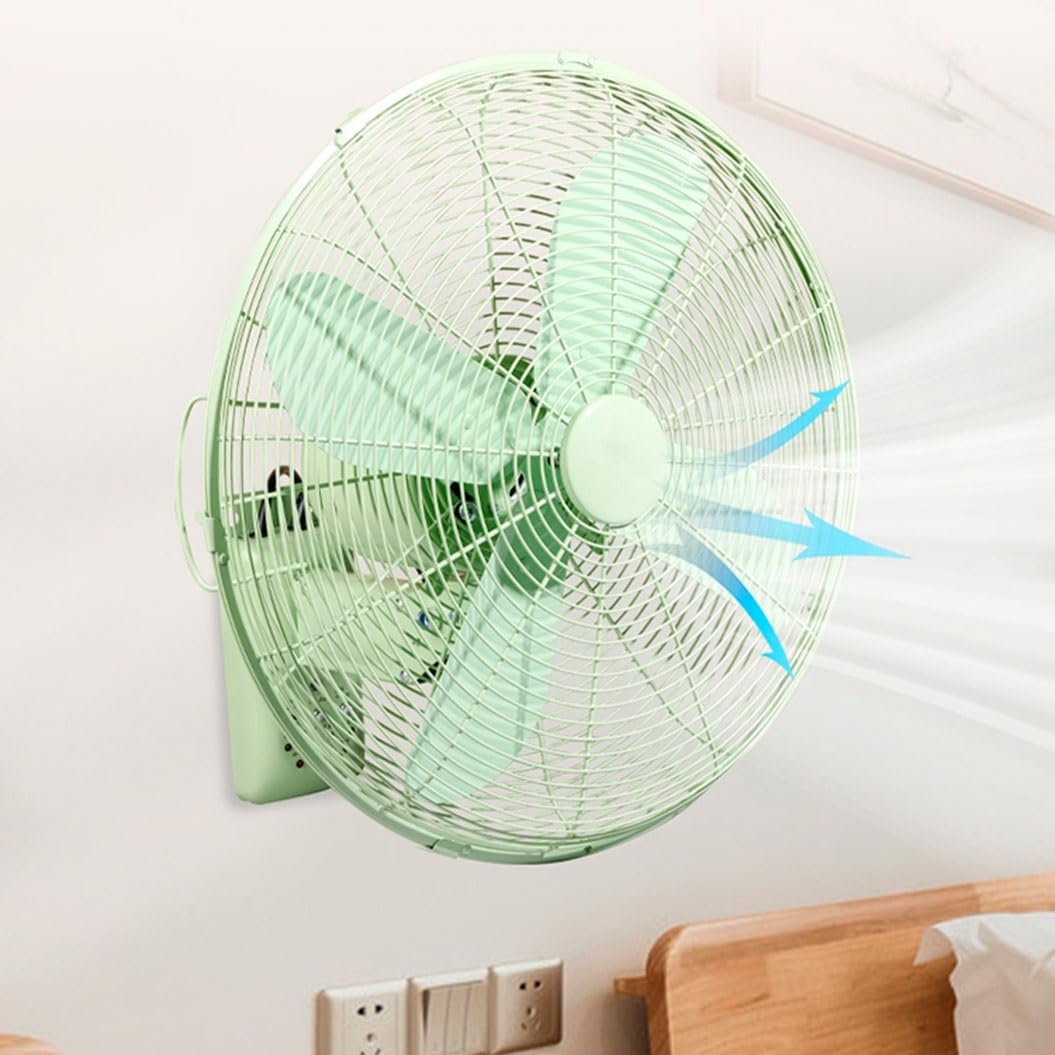 Ventole da parete con telecomando, ventilatore da parete in metallo retrò, oscillante a 90 gradi, timer 4H, 3 velocità, per camera da letto e garage