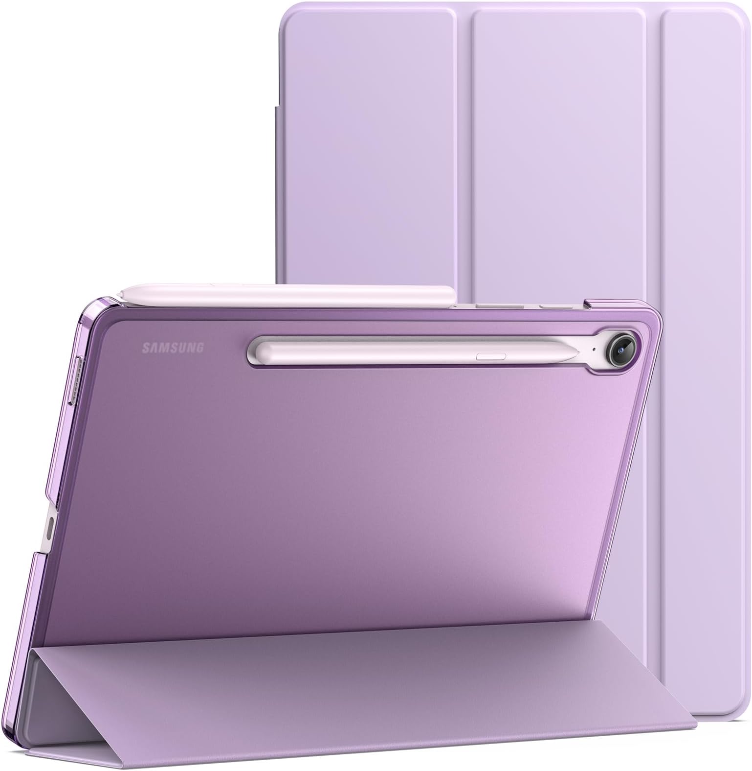 JETech Cover Case for Samsung Galaxy Tab S10 Lite / S10 FE / S9 FE 10.9-Inch, Slim Translucent Back Tri-Fold Stand Protective Tablet Cover, Support S Pen Charging, Auto Wake/Sleep (Lavender)