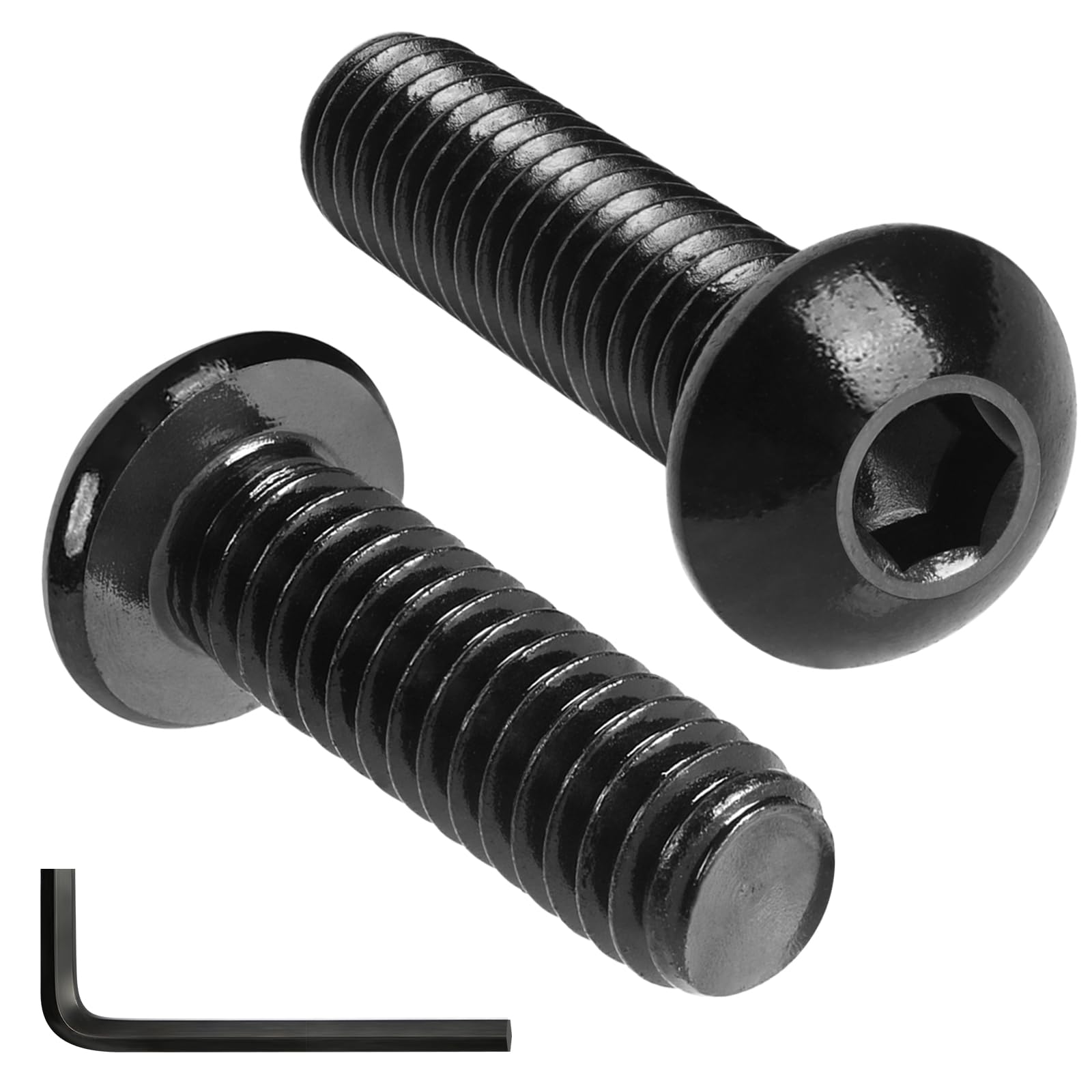VGBUY 30Pcs 5/16-18 x 5/8" Button Head Socket Cap Bolts Screws, 304 Stainless Steel 18-8, Allen Hex Drive,Black Zinc Plated,Fully Threaded, Hex