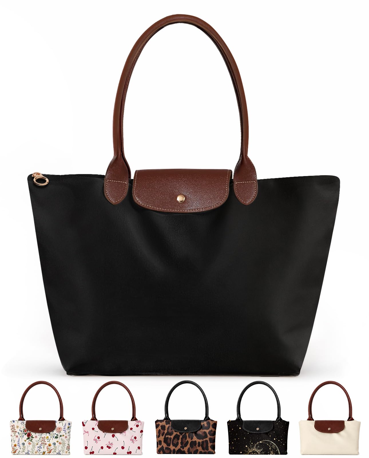 Miss Adola Aesthetic Nylon Tote Bag for Women | Lightweight, Foldable, Waterproof, 16-Inch Laptop Capacity, Interior Pockets,