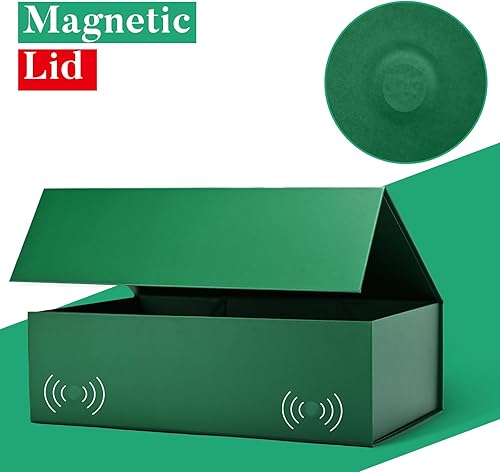 Miniatura 4 de LIFELUM Cajas de regalo con tapas, paquete de 2 cajas de regalo de Navidad de 13.8 x 8.3 x 4.5 pulgadas, color verde, con tapa magnética fuerte para