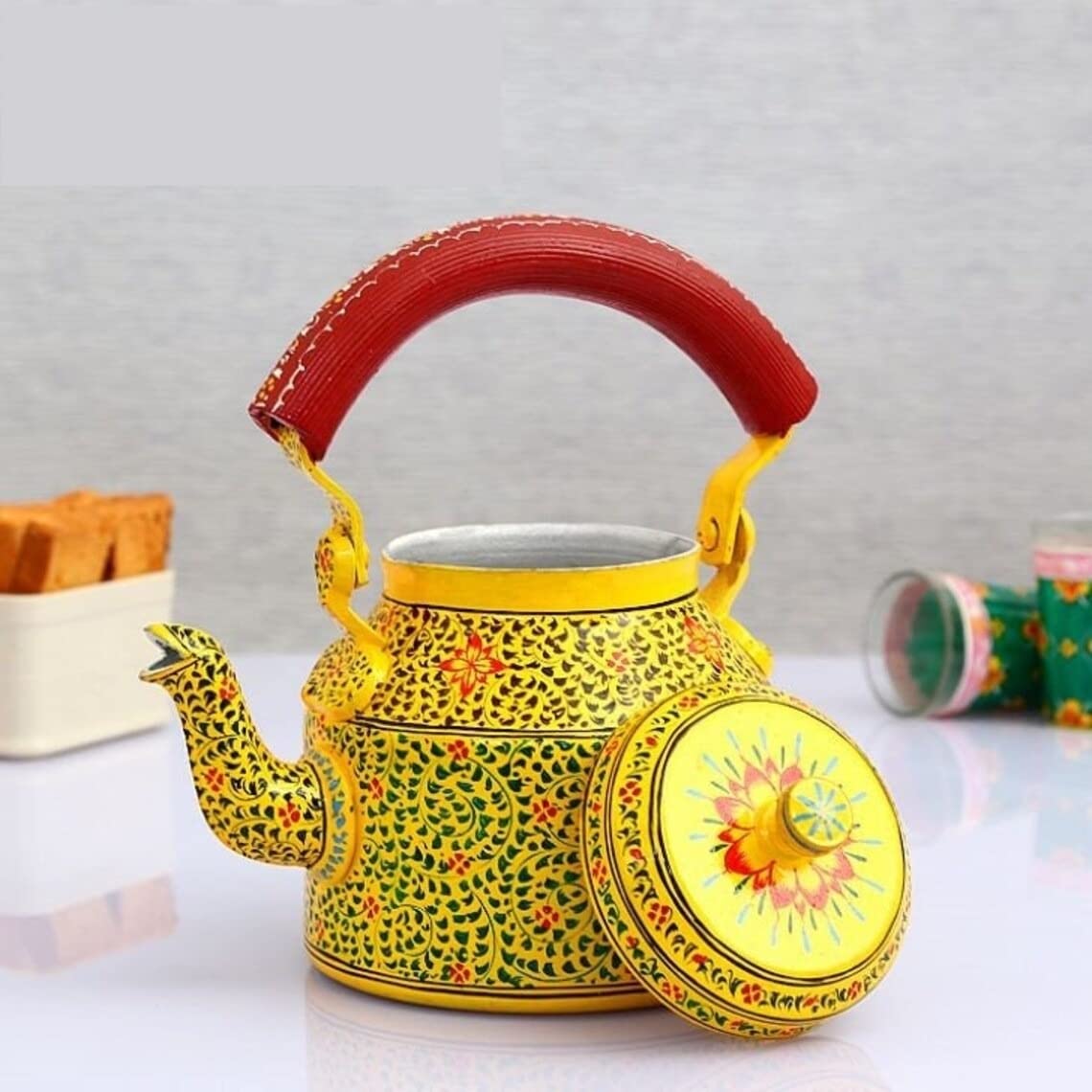 Handpainted Aluminum Tea Kettle - Copper -19