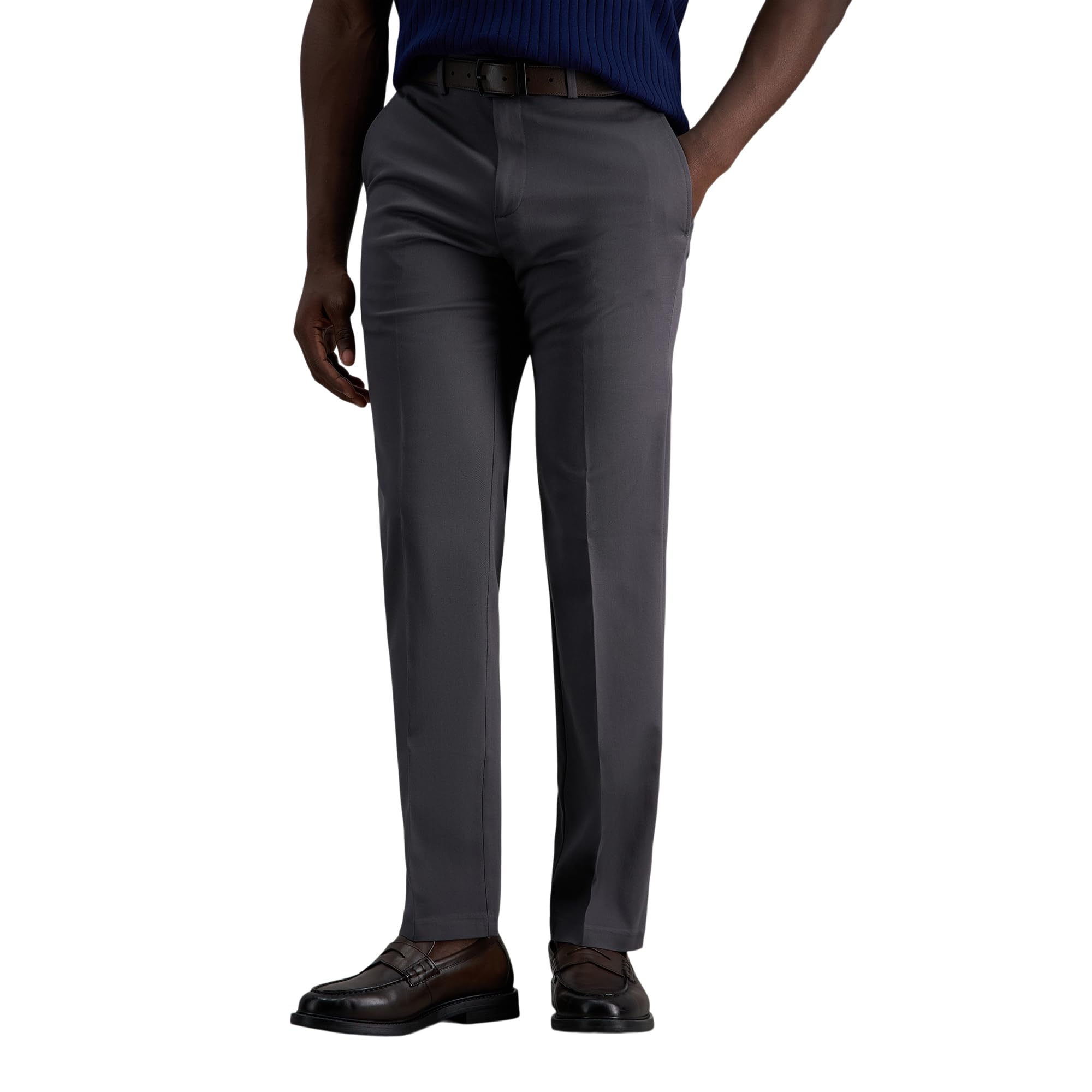 Haggar Men's Premium No Iron Khaki Straight Fit Flat Front Casual Pant