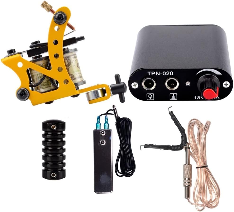 Tattoo Kit Complete Tattoo Machine Set Black Power Supply Pigment Tattoo Needles Tattoo Accessories Lip Filler