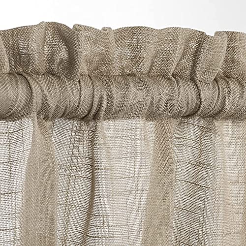 Rooney 2 Piece Semi-Sheer Linen Look Rod Pocket Window Treatment Tier Curtains Drape Set (27Inch W X 36Inch L, Taupe), 27 In X 36 In (W X L) #TOP1