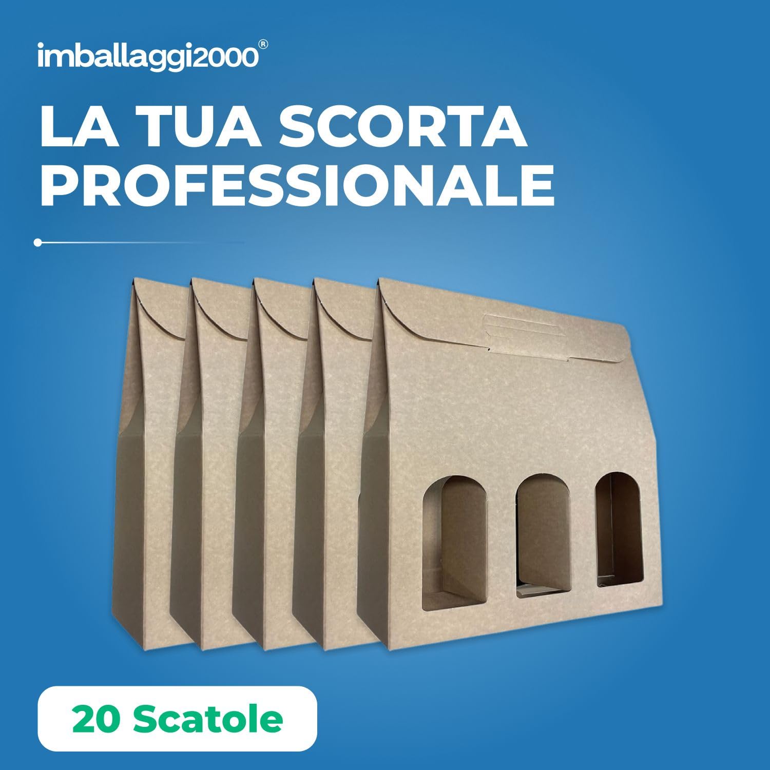 IMBALLAGGI 2000 -20 Cajas Botellas Negras - Cajas de cartón para botellas de vino prosecco champán - Paquete de 3 botellas - Ideal para Navidad y ocasiones especiales
