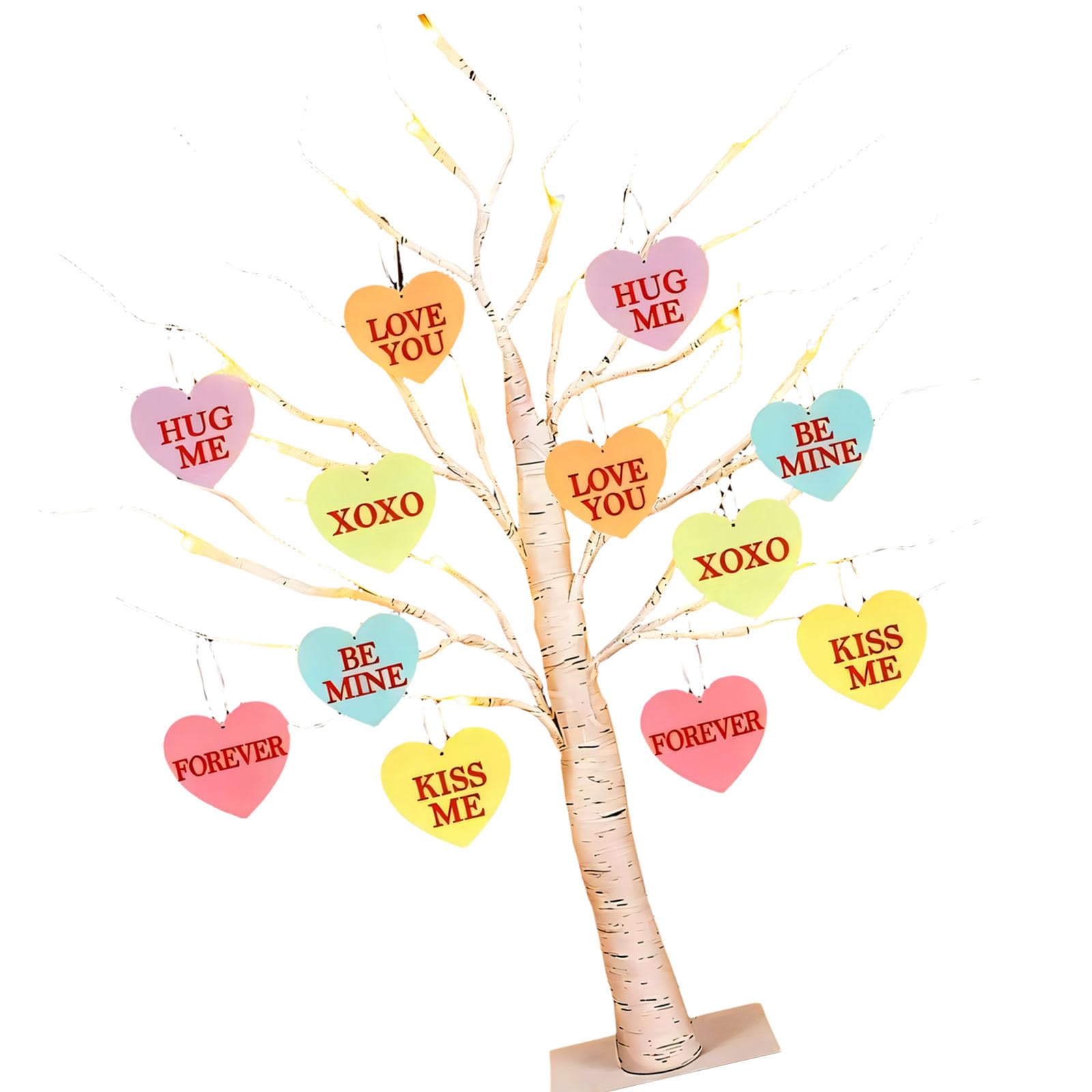 TFAOYS User Friendly LED Birches Tree Decoration Desktop Centerpieces for Romance Ambiances on Valentines Day and Other Event White Tree Light Up Ornament