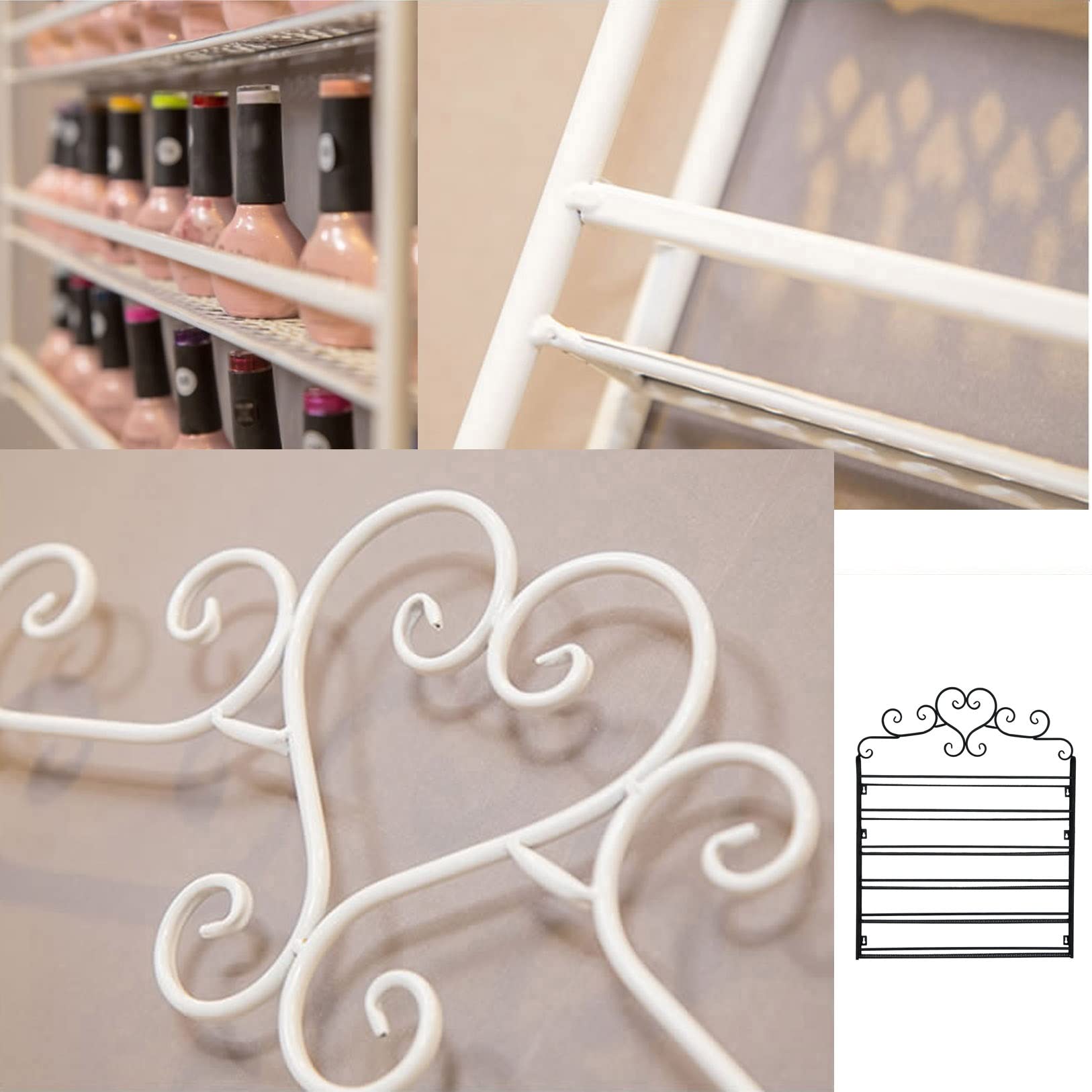 Estantes para esmalte de uñas en la pared Estante almacenamiento Estantería de Pared Expositor esmalte de uñas Estante exhibición soporte Baldas organizador Metálico para Maquillaje,cosméticos,perfume