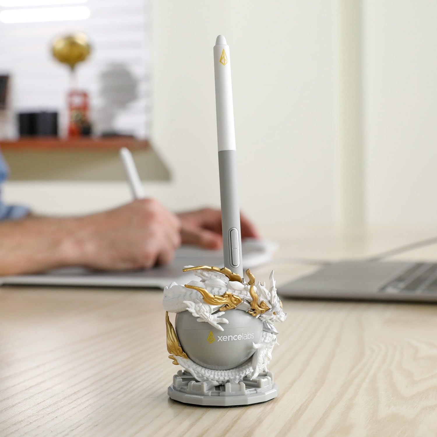 Xencelabs Limited Edition Dragon Pen Holders for 3 Button Pen, Thin Pen, and Other Digital Pens - Year of the Dragon 2024, White - Image 4