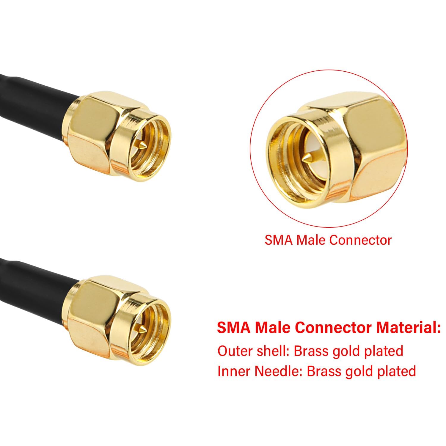 XRDS -RF Cavo coassiale SMA maschio a SMA maschio, 15,2 cm, confezione da 4 RG316 SMA