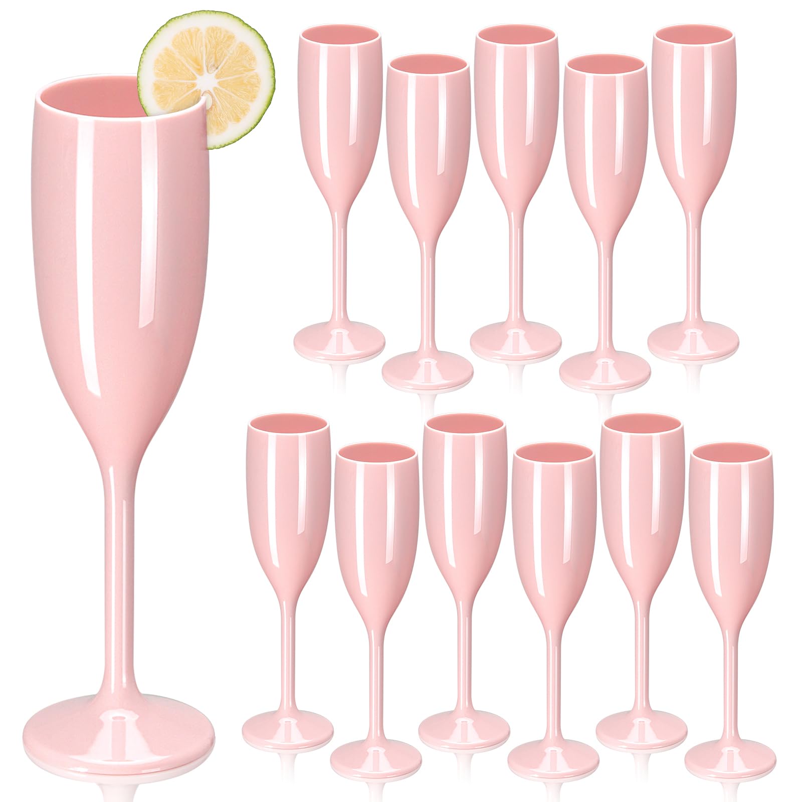 Lot de 12 flûtes à champagne réutilisables en plastique incassable pour mariage, Noël, fête d'anniversaire - 153 ml