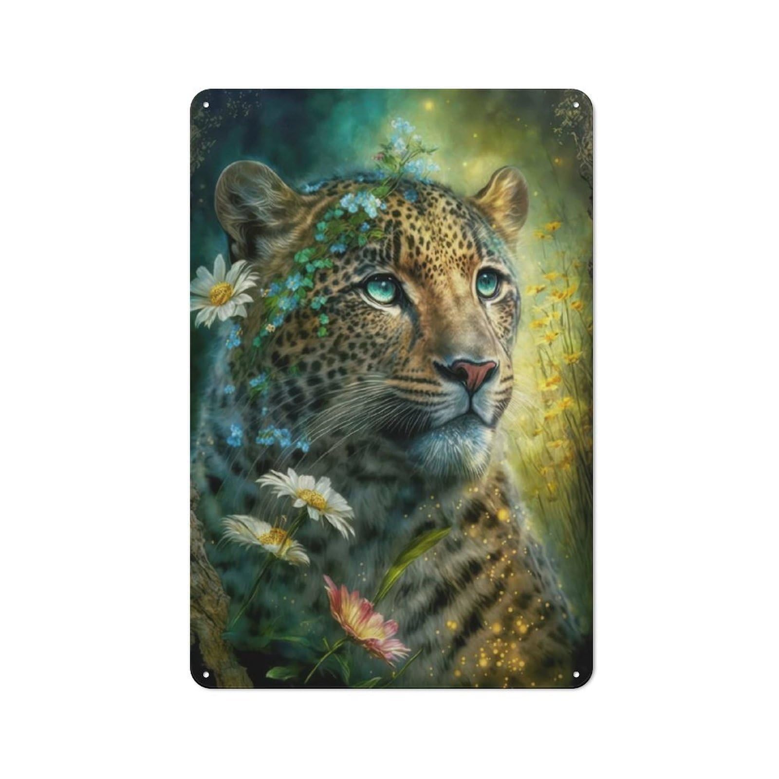 Junmoney Style-20 Stunning Leopard Rustic Metal Plaque 30X20cm For Café Or Restaurant, Wall Decor For People Reorganising Café And Restaurant