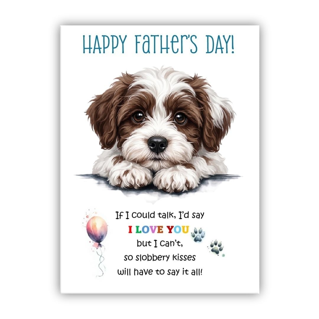 Father’s Day Card From the Dog. Multiple Breeds Available. Cute Fathers Day Pet Card (• Schnoodle Parti)