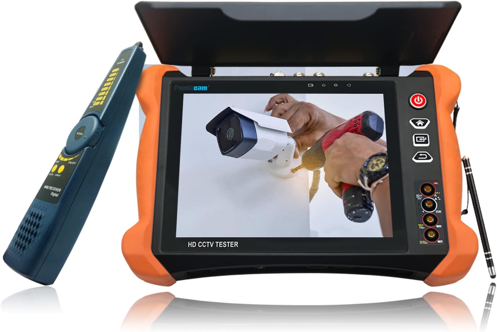 POMIACAM HD CCTV Tester X9MOVTADHS 8 Inch 2K Retina Display with Anti-Sunlight Cover HD CCTV Tester with 8MP CVI TVI AHD 8MP EX-SDI HD-SDI 3G-SDI IP Camera Supports RJ45 Cable TDR Test