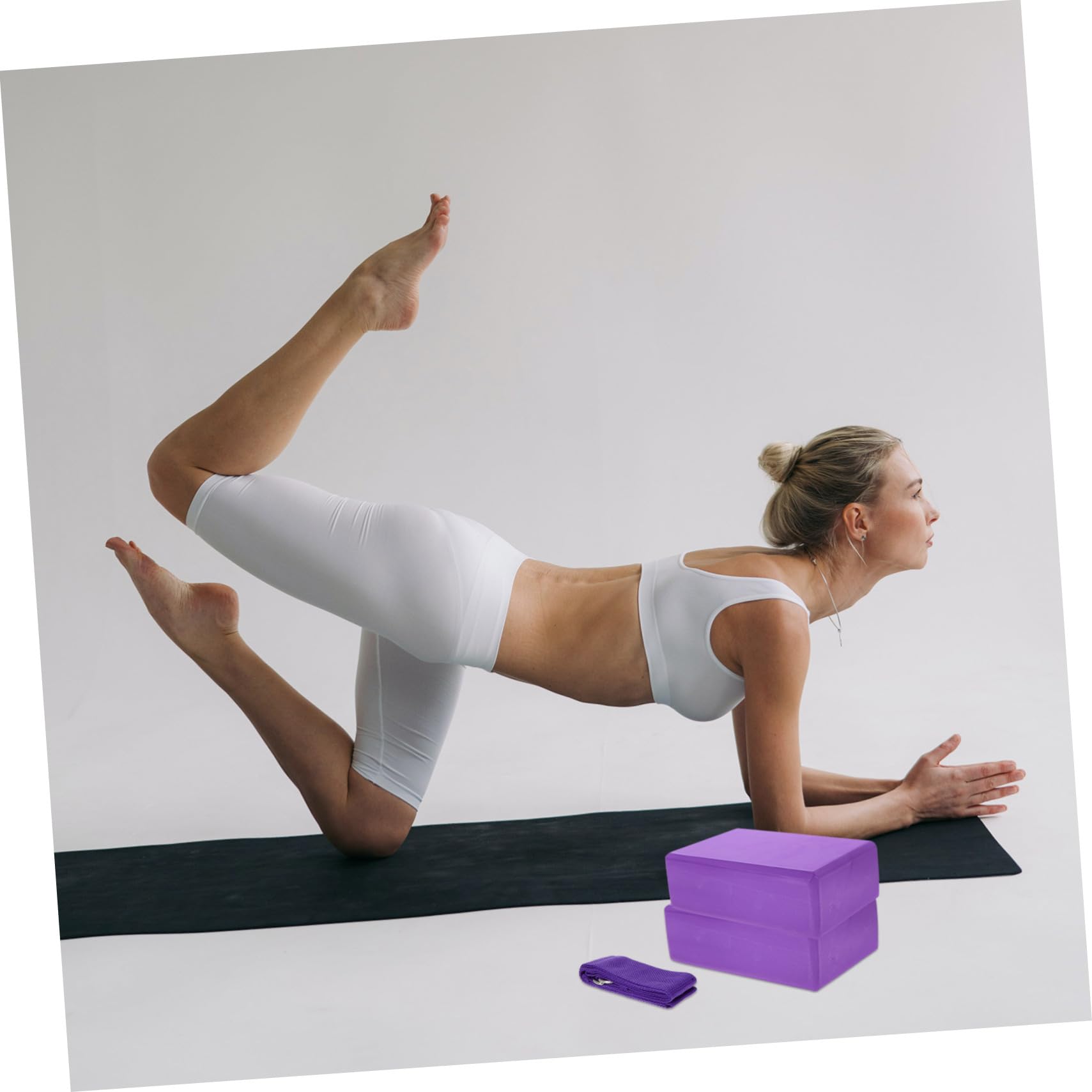 Set di Blocchi Yoga e Cinghia Elasticizzata 3 Pezzi in Eva Porpora