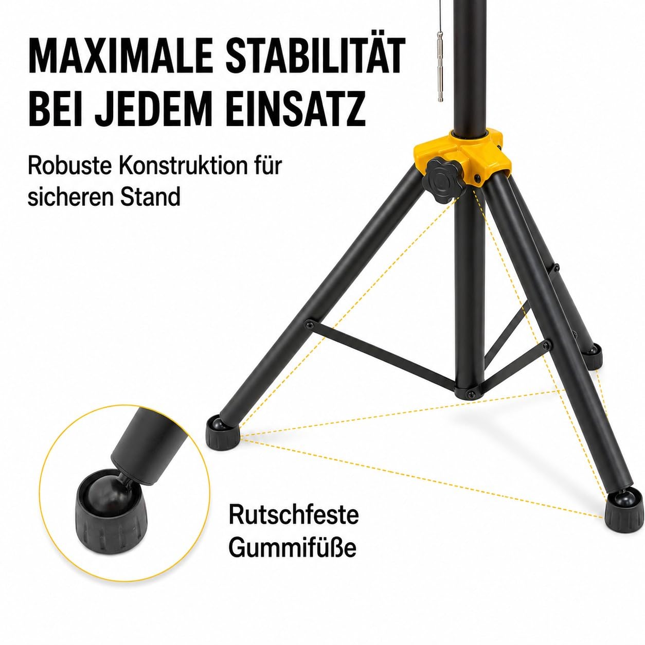 Premium X 2er Set Lautsprecherstativ 105-165 cm, 2X Boxenstativ aus Stahl bis 50 kg, höhenverstellbares PA Stativ mit 35 mm Aufnahme, Sicherungspin & rutschfesten Kugelgelenk-Füßen