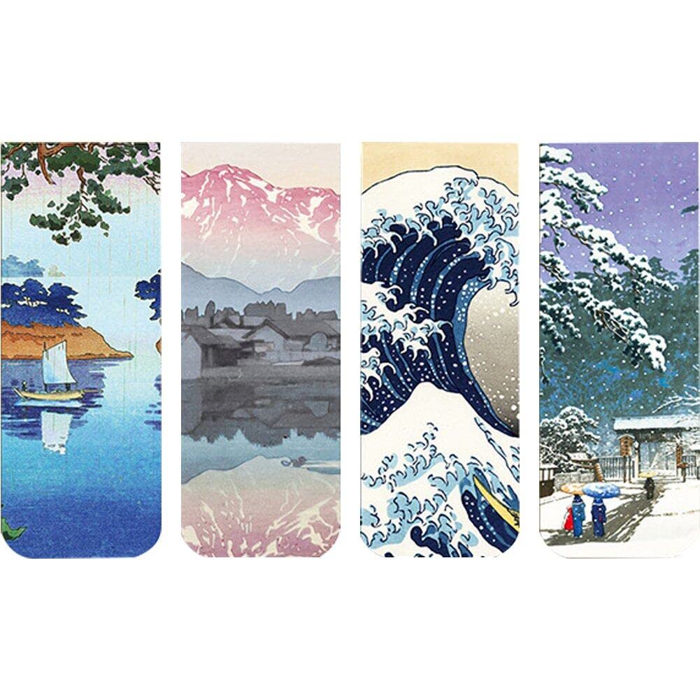Sanfly Magnetic Bookmarks 4pcs/set World Famous Paintings Magnet Retro Van Gogh Starry Sky Book for Students