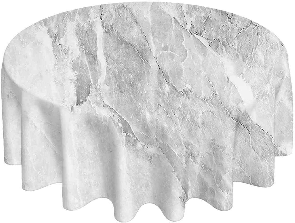 SongYi Marble Round Tablecloth 70 Inch, Washable Circle Table Cloth for Outdoor Camping Picnic, Natural Abstract Texture Print Stain Proof Polyester Tablecloths