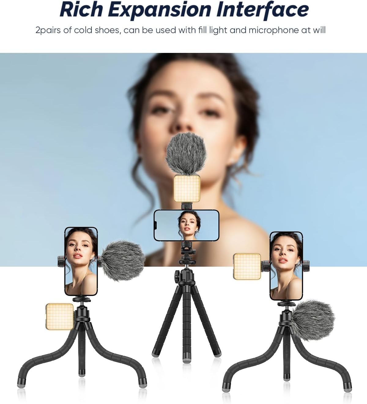 APEXEL Phone Tripod, Portable and Flexible Phone Tripod with Remote for Video Recording, Vlogging and Travel Photography for Cellphone,Camera,Gopro