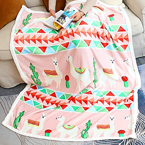 Zevrez Llama Blanket, Soft Cute Throw Blanket For Kids Adults Cute Alpaca Cactus Blanket For Bed Couch Birthday Gift For Llama Lovers (Llama, 48"X60") #TOP4