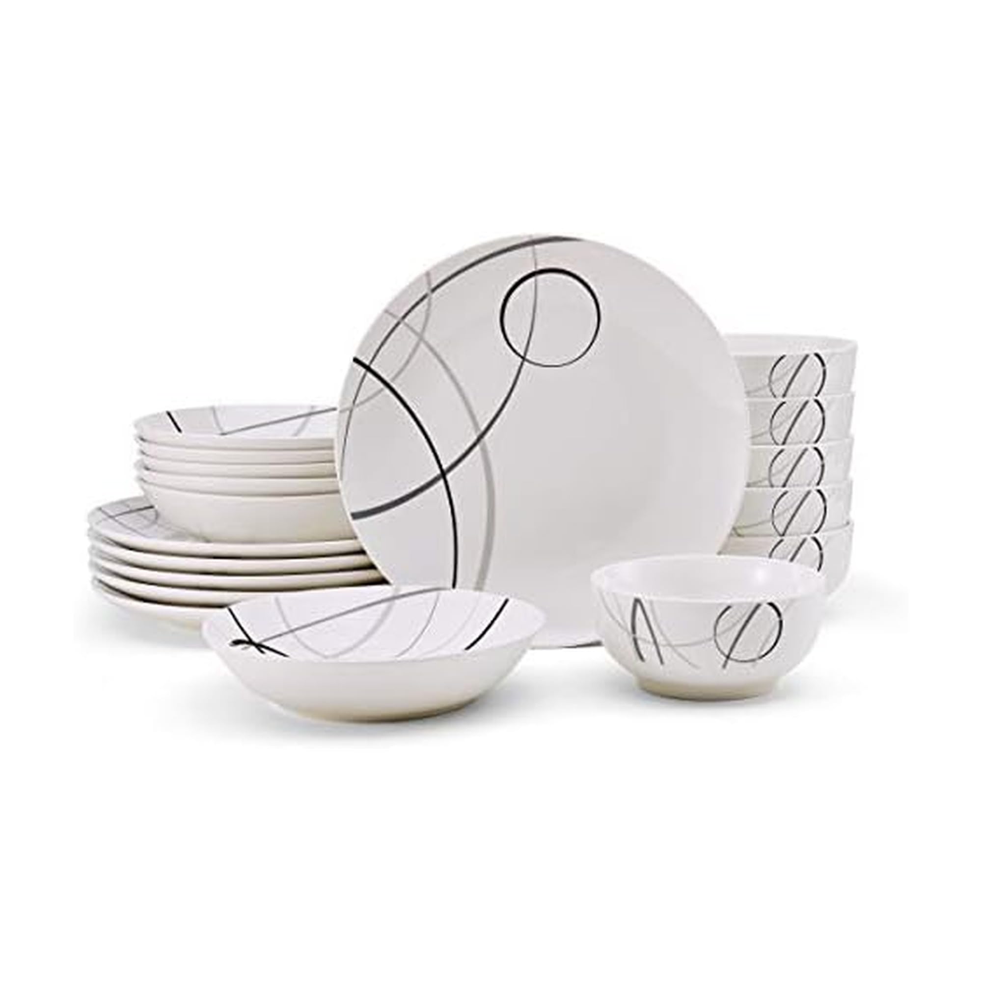 Studio Nova Porcelain 18-Piece Dinnerware Set, Service For 6, Circles