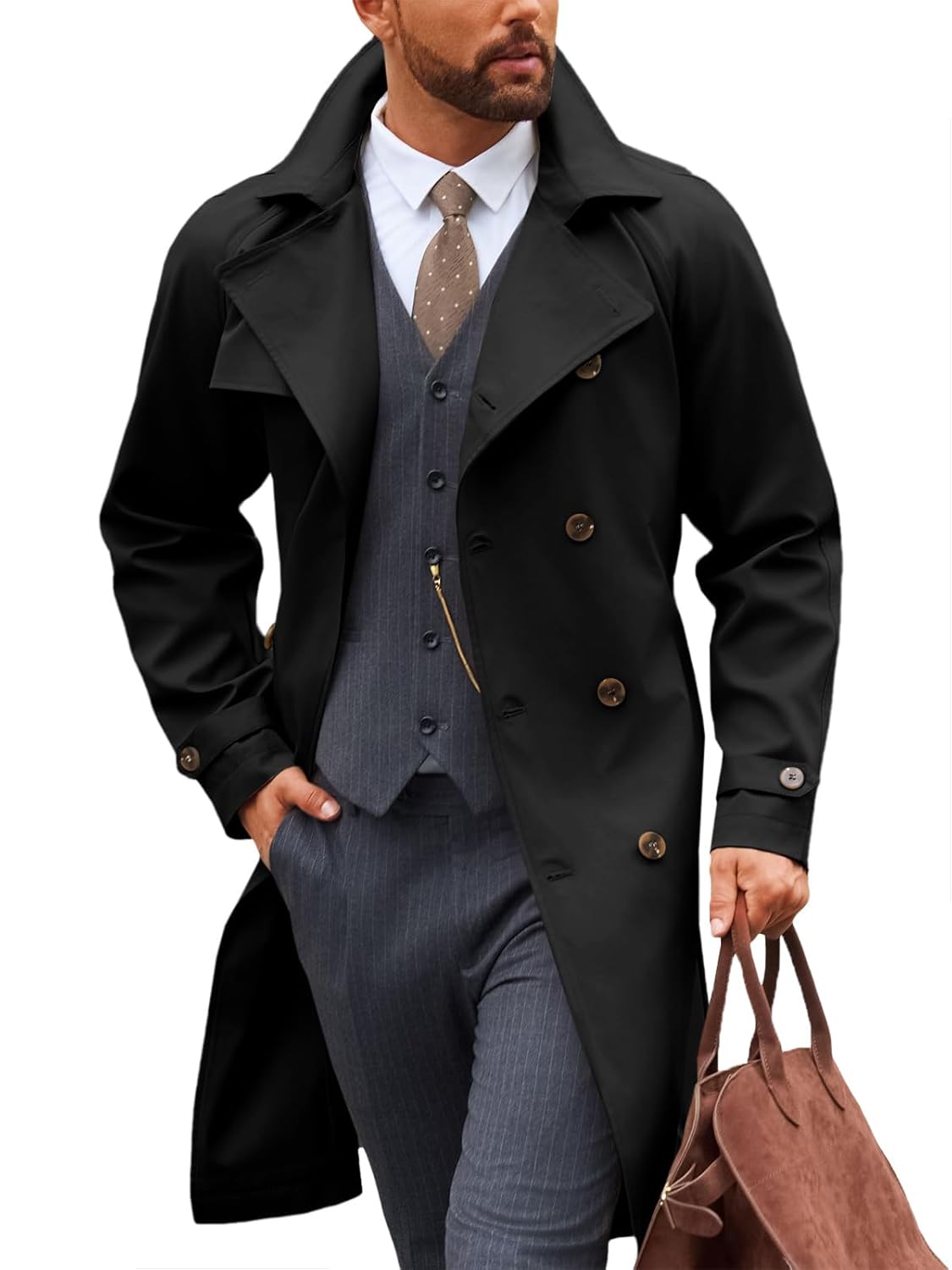 Runcati Sobretudo masculino trench coat transpassado lapela entalhada casual com cinto corta-vento outono clássico casaco longo em promoção! Veja a oferta e mais achadinhos de Jaquetas & Casacos 8 Hoje é o melhor dia para comprar Runcati Sobretudo masculino trench coat transpassado lapela entalhada casual com cinto corta-vento outono clássico casaco longo com aquele preço maroto! Promoção! Aproveite a oferta! 8